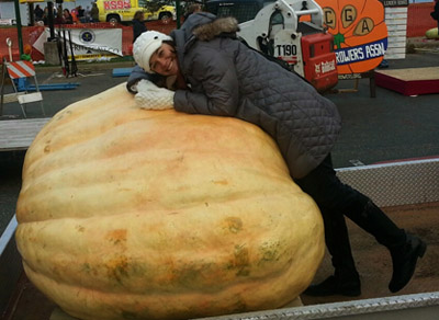 Elizabeth O'Brien with a giant pumpkin