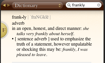 Definition of "frankly"