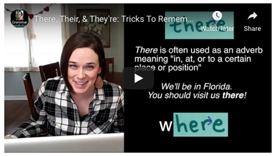 Video on the commonly confused words "there," their," and "they're"